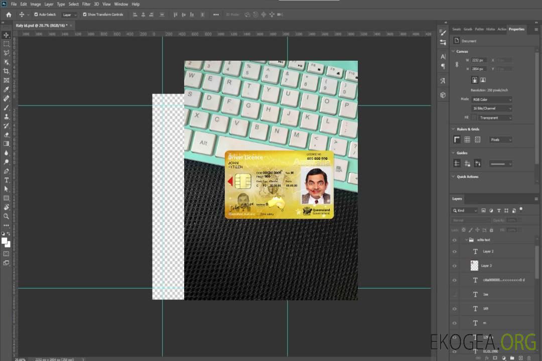Australie Queensland permis de conduire de l'État photolook AVANT template